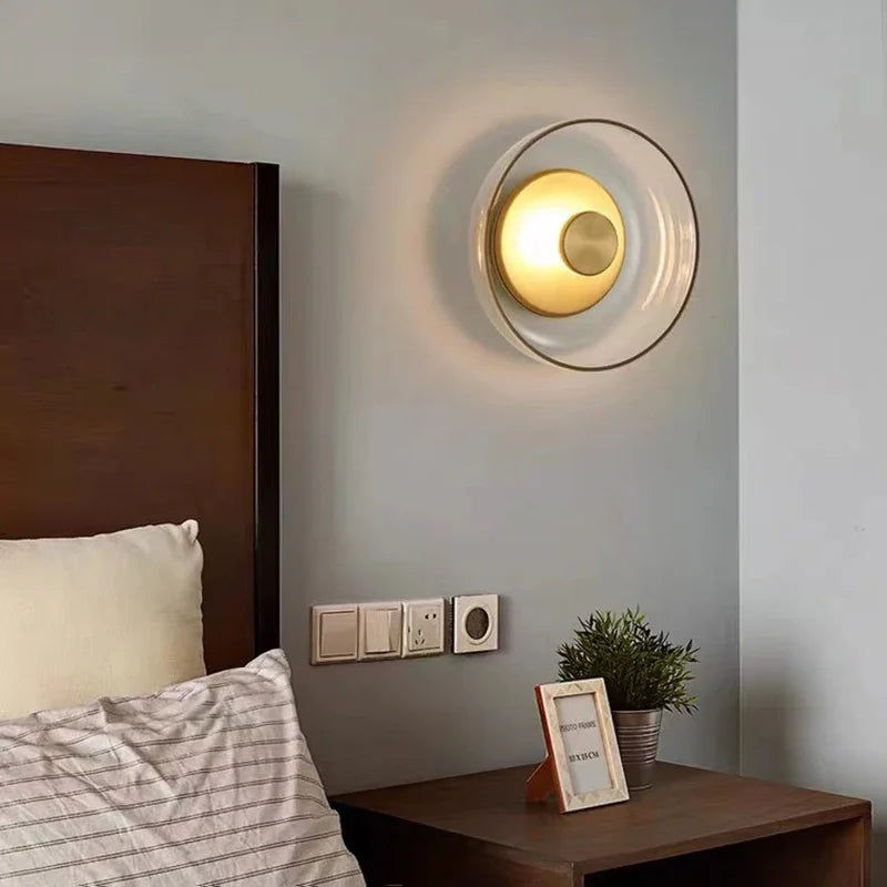 Modern Glass Wall Light Sconce – Energy-Efficient LED, Available in Smoke Gray and Champagne Gold, Ideal for Elegant Home Decor