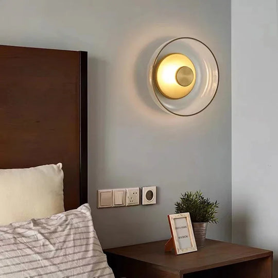 Modern Glass Wall Light Sconce – Energy-Efficient LED, Available in Smoke Gray and Champagne Gold, Ideal for Elegant Home Decor