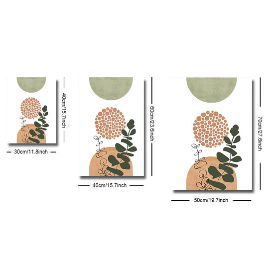 3-Piece Modern Boho Abstract Plant Canvas Prints Set – Stylish Botanical Wall Art Decor for Home