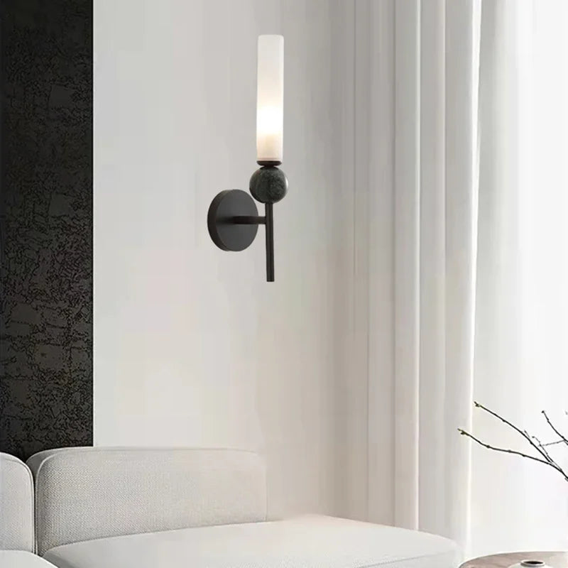 Marble Wall Sconce Light with Copper Body – Elegant Gold or Black Finish for Stylish Indoor Lighting