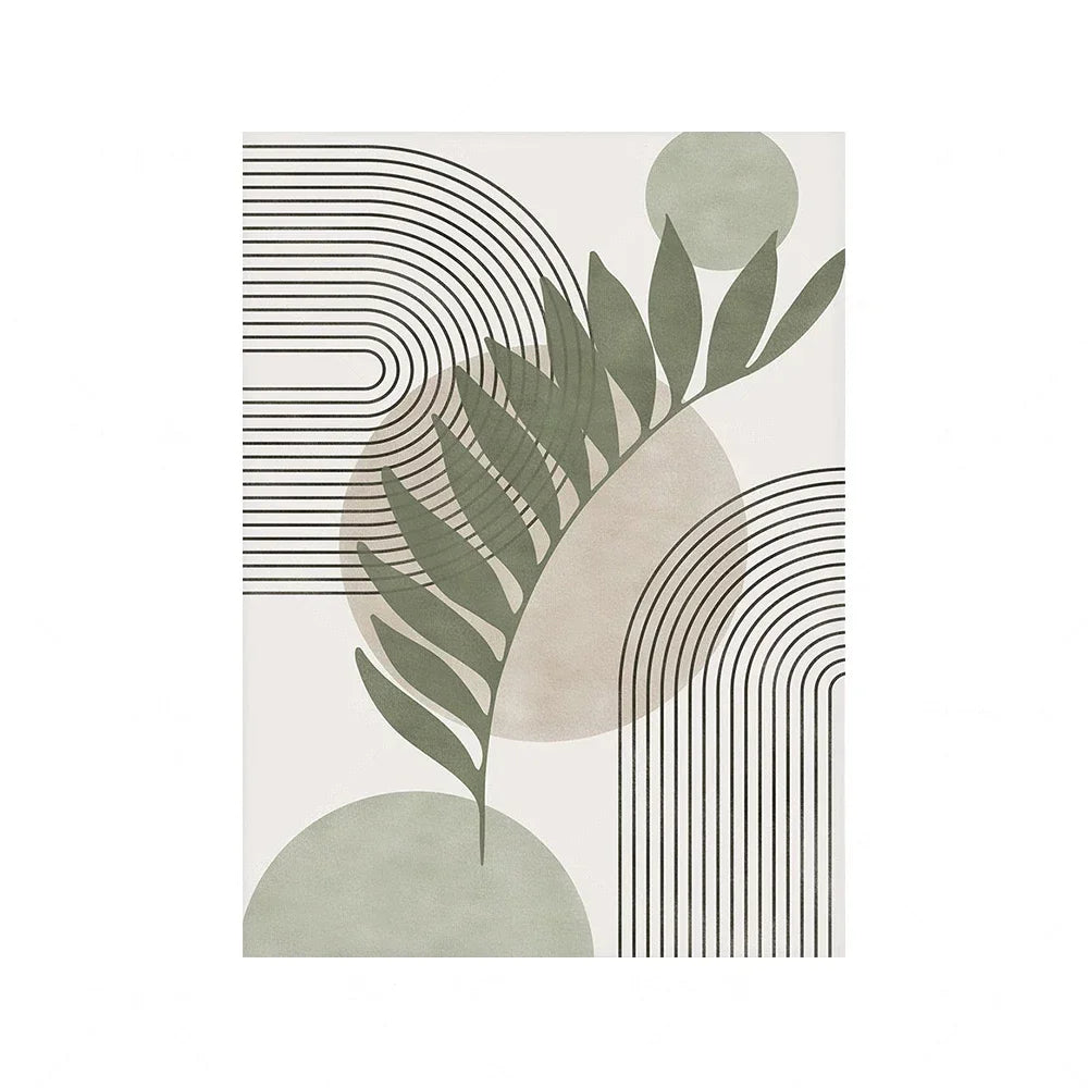 Variant image for Abstract Boho Geometric Canvas Wall Art Print in Sage Green – Unframed Canvas Decor for Living Room and Office-2