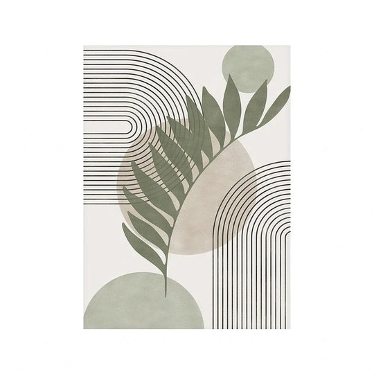 Variant image for Abstract Boho Geometric Canvas Wall Art Print in Sage Green – Unframed Canvas Decor for Living Room and Office-2