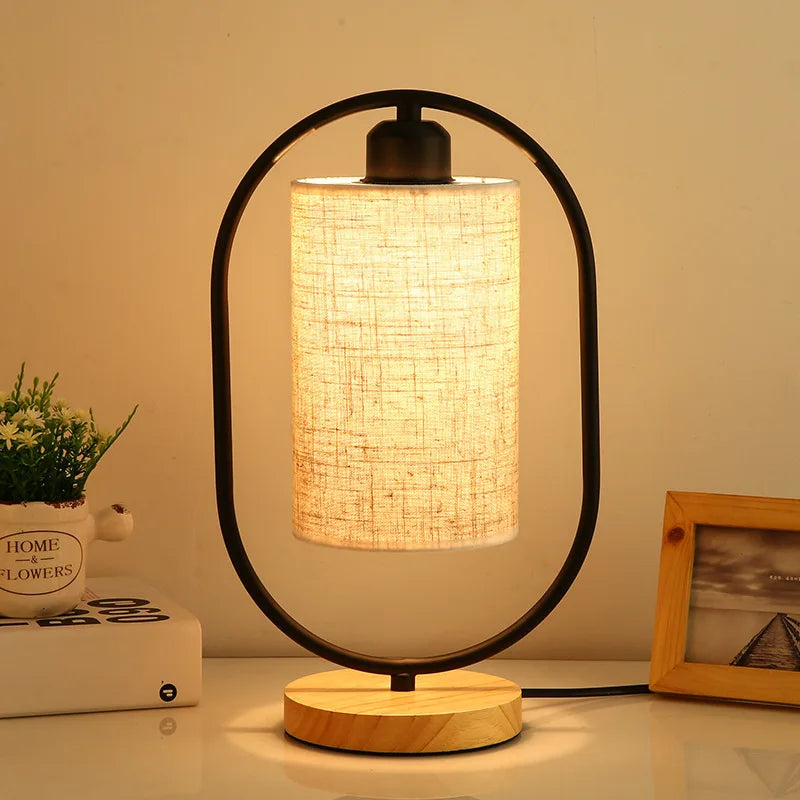 Dimmable Nordic Table Lamp with Fabric Shade and USB Plug – Cozy Bedside or Desk Lamp for Bedroom Ambiance