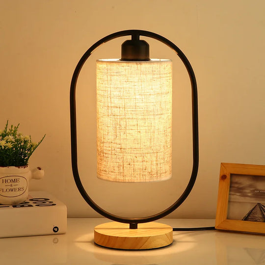 Variant image for Dimmable Nordic Table Lamp with Fabric Shade and USB Plug – Cozy Bedside or Desk Lamp for Bedroom Ambiance-2