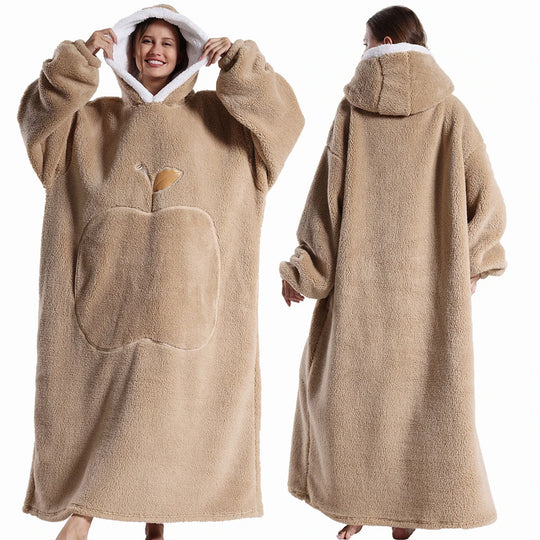 Extra Long Hooded Wearable Blanket Hoodie for Adults – Cozy Flannel Throw with Sleeves and Pocket in Multiple Colors