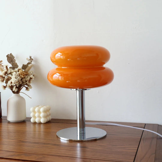 Macaron Glass Table Lamp with Trichromatic Dimming – Eye Protection Nightstand Lamp for Bedroom Decor, 28cm Height
