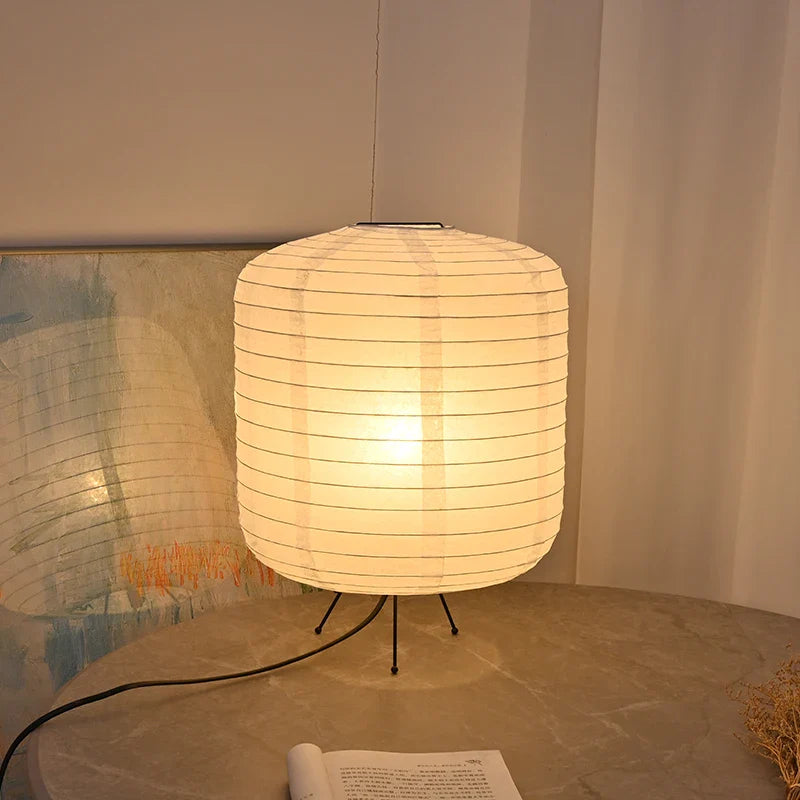 Japanese Rice Paper Table Lamp with Bamboo Frame – Elegant Minimalist Design for Bedroom or Living Room