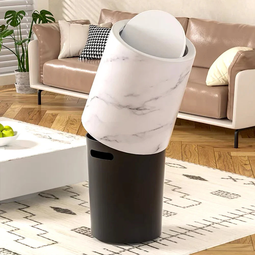 Nordic Marble Style Trash Bin | Smart and Functional | Luxurious Style