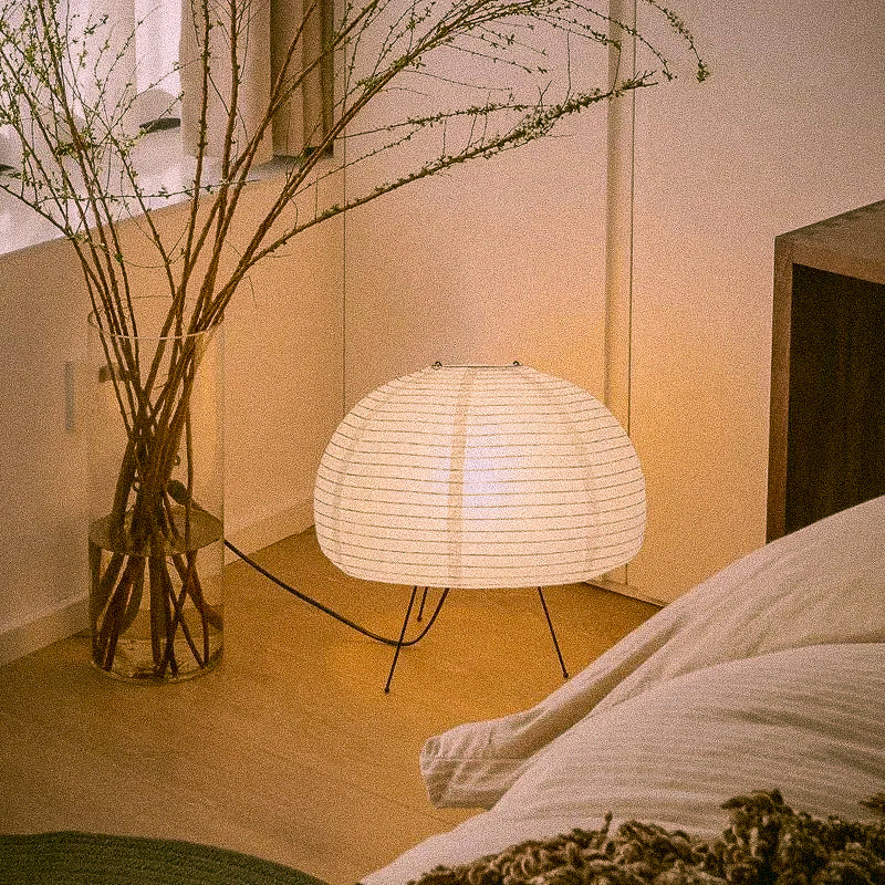 Handcrafted Japanese Globe Lamp with Washi Paper Shade – Eco-Friendly Table Lamp for Serene Home Lighting