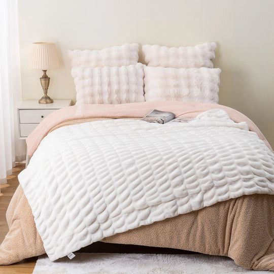 Faux Rabbit Fur Throw Blanket | Luxuriously Soft | Unparalleled Warmth