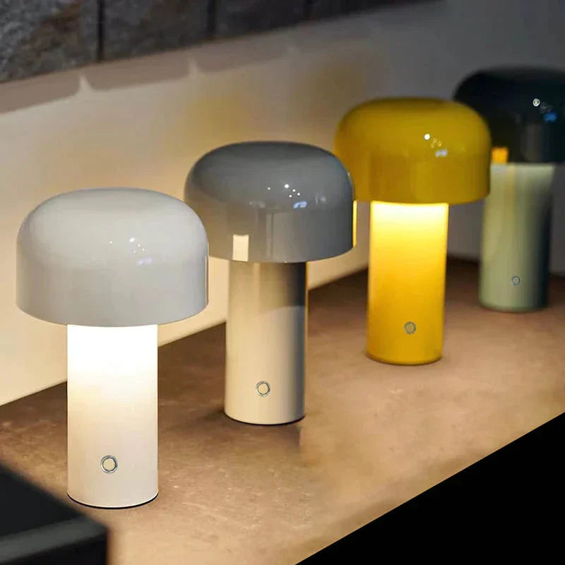 Draadloze Paddenstoel Tafellamp met Dimmbare LED – Elegante Nachtkast- en Bureaulamp voor Gezellige Sfeer
