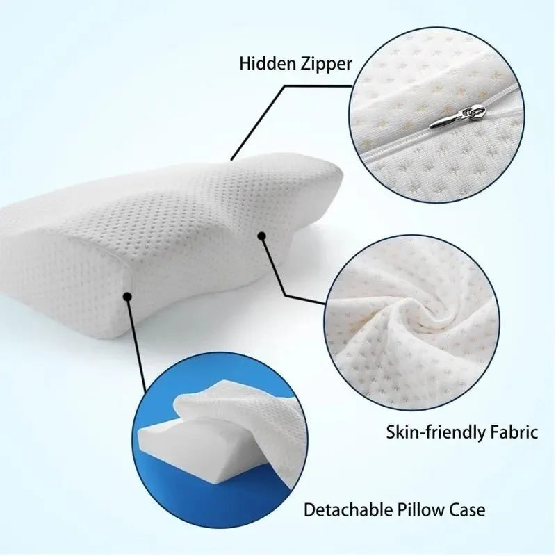 Orthopedic Memory Foam Neck Pillow for Cervical Support – Butterfly Shaped Design for Neck Pain Relief and Comfort
