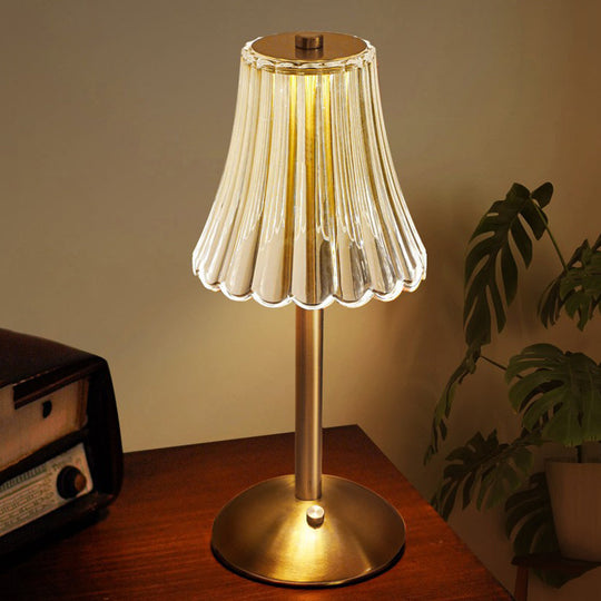 Golden Crystal Table Lamp | Rechargable Battery | Cordless Design | Easily adjustable | Warm Glow