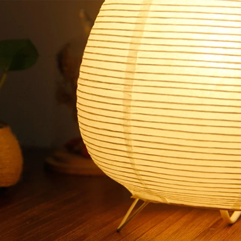 Japanese Rice Paper Lantern LED Lamp with Bamboo Frame – Handcrafted Washi Shade for Serene Pendant Lighting
