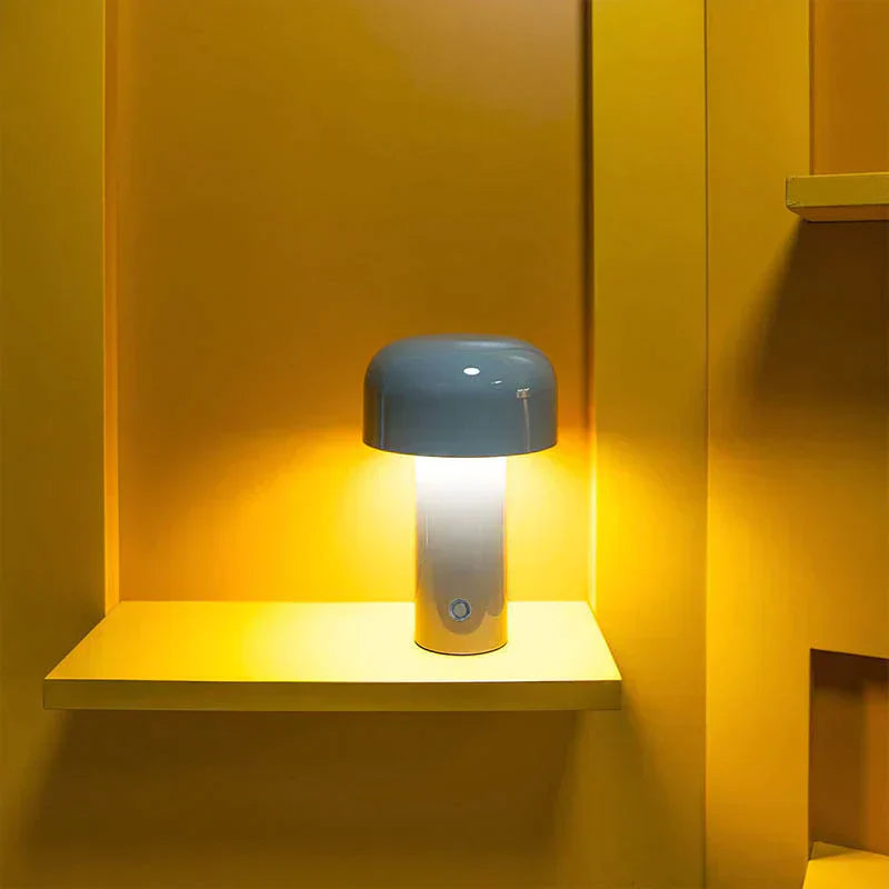 Draadloze Paddenstoel Tafellamp met Dimmbare LED – Elegante Nachtkast- en Bureaulamp voor Gezellige Sfeer