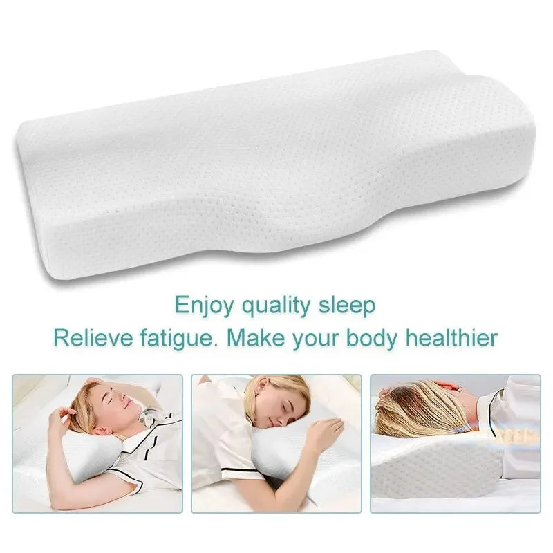 Orthopedic Memory Foam Neck Pillow for Cervical Support – Butterfly Shaped Design for Neck Pain Relief and Comfort