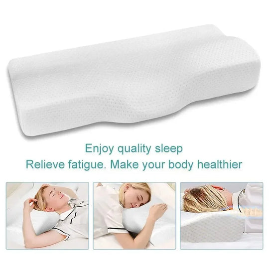 Orthopedic Memory Foam Neck Pillow for Cervical Support – Butterfly Shaped Design for Neck Pain Relief and Comfort
