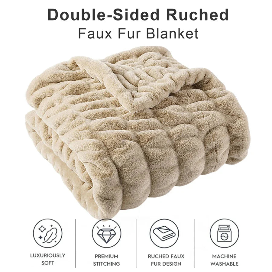 Faux Rabbit Fur Throw Blanket | Luxuriously Soft | Unparalleled Warmth
