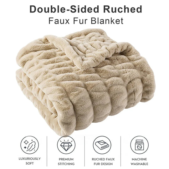 Faux Rabbit Fur Throw Blanket | Luxuriously Soft | Unparalleled Warmth