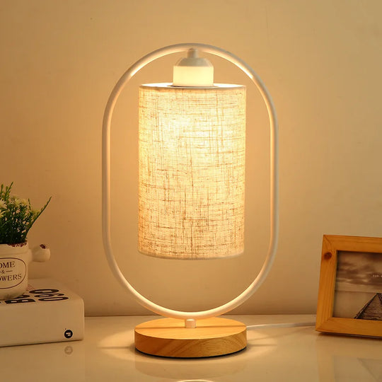 Dimmable Nordic Table Lamp with Fabric Shade and USB Plug – Cozy Bedside or Desk Lamp for Bedroom Ambiance