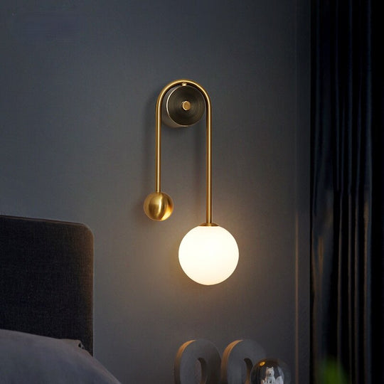 Variant image for Modern Nordic Gold Wall Sconce with White Glass Shade – Elegant Wall Light for Home Décor-4