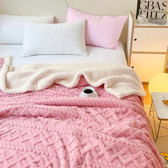 Premium Silky Flannel Fleece Throw Blanket - Lightweight 3D Checkered Design for All Seasons, 50 x 60 Inches