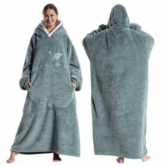 Variant image for Extra Long Hooded Wearable Blanket Hoodie for Adults – Cozy Flannel Throw with Sleeves and Pocket in Multiple Colors-10
