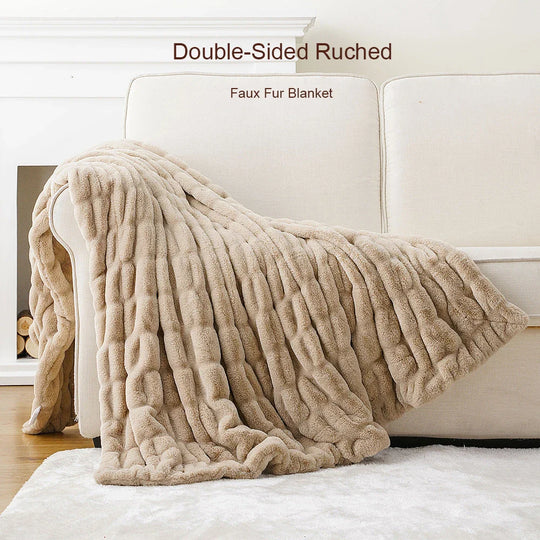 Faux Rabbit Fur Throw Blanket | Luxuriously Soft | Unparalleled Warmth