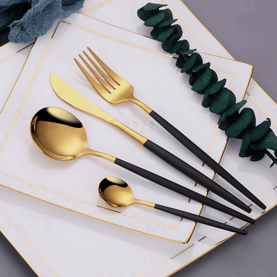 Modern Gold Flatware Set – 24-Piece Stainless Steel Cutlery Set for Elegant Dining, Dishwasher Safe