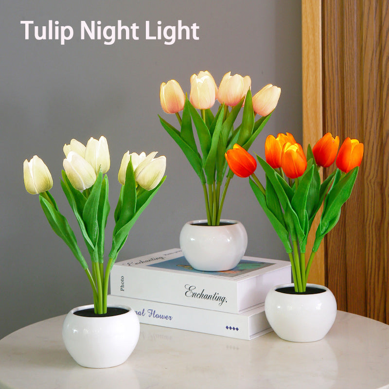 Elegant Tulip Night Light with LED Glow – Faux Flower Mood Lamp for Cozy Ambiance