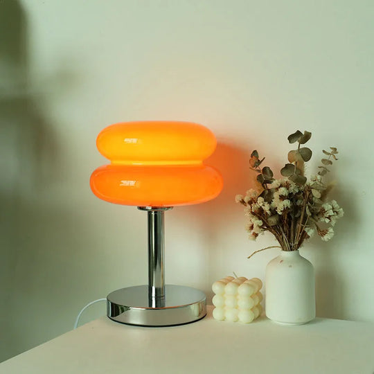 Macaron Glass Table Lamp with Trichromatic Dimming – Eye Protection Nightstand Lamp for Bedroom Decor, 28cm Height