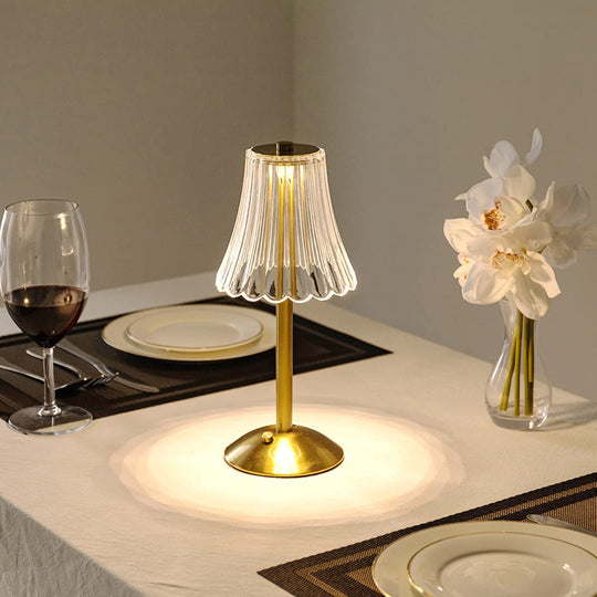 Golden Crystal Table Lamp | Rechargable Battery | Cordless Design | Easily adjustable | Warm Glow