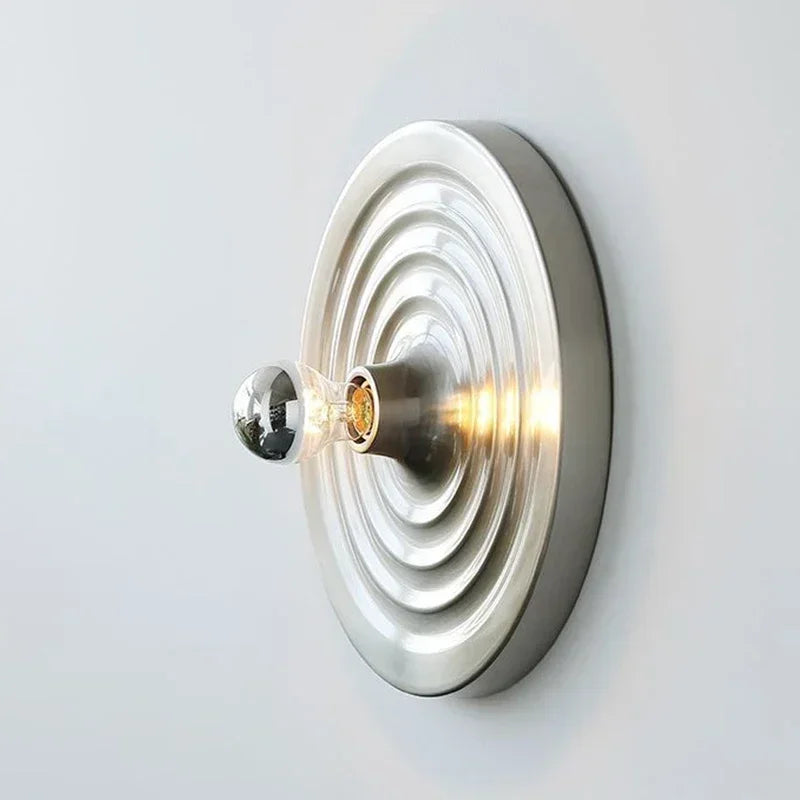 Variant image for Bauhaus Style Wall Lamp with Walnut Wood and LED Halo - Modern Flush Mount Wall Sconce Lighting in Two Sizes-1