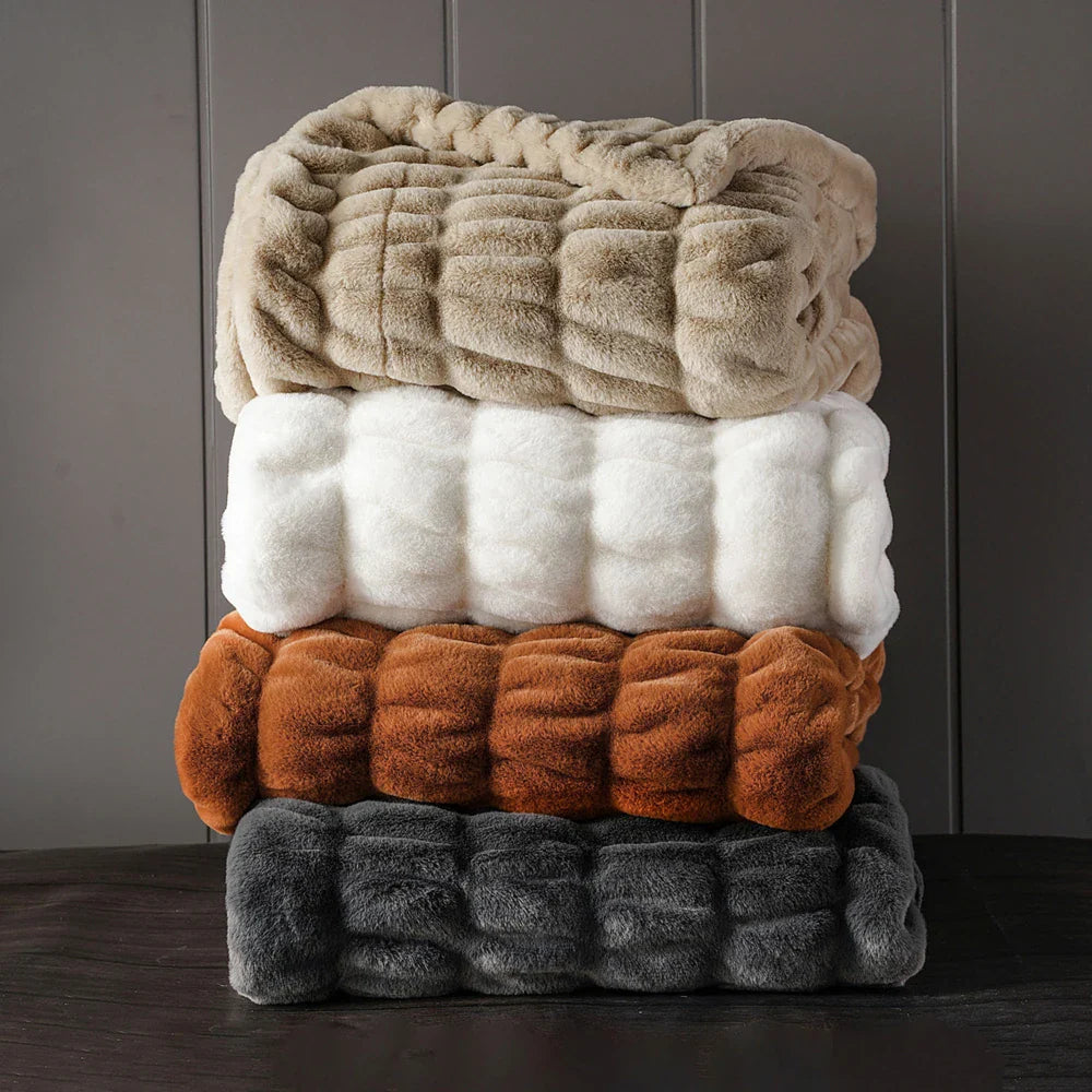 Faux Rabbit Fur Throw Blanket | Luxuriously Soft | Unparalleled Warmth