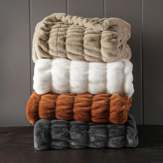 Faux Rabbit Fur Throw Blanket | Luxuriously Soft | Unparalleled Warmth