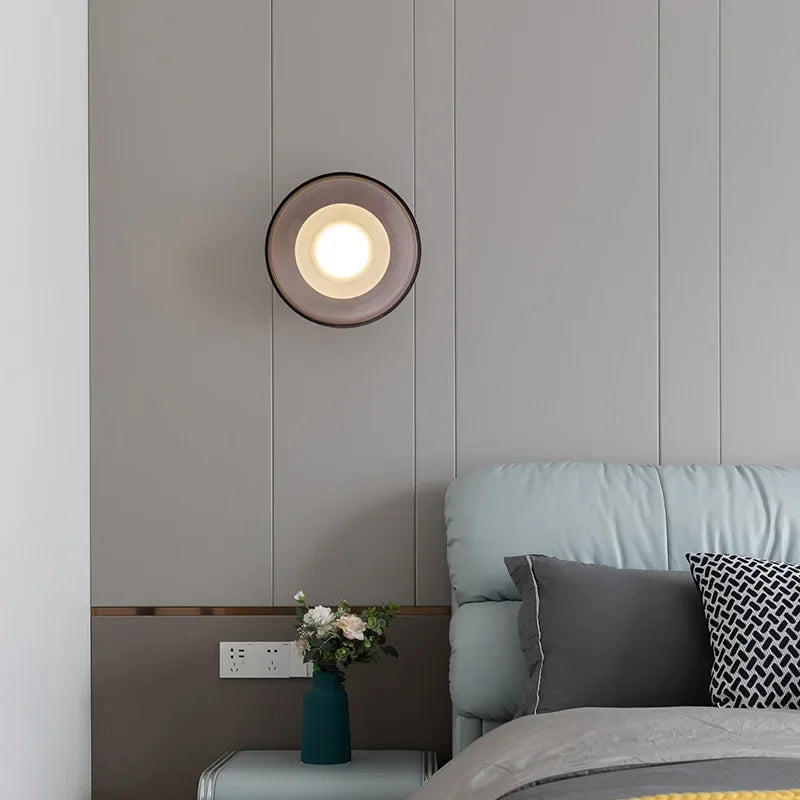 Modern LED Wall Lamp with Clear and Gray Glass Shades – Stylish Wall Sconces for Ambient Lighting