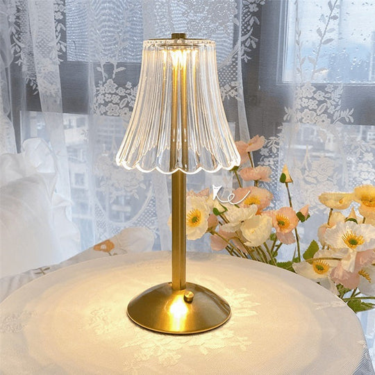 Golden Crystal Table Lamp | Rechargable Battery | Cordless Design | Easily adjustable | Warm Glow