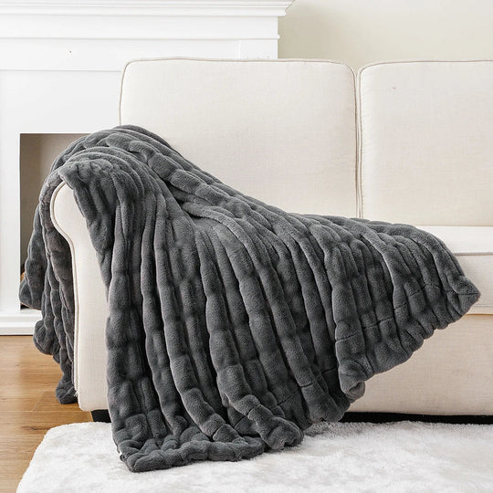 Faux Rabbit Fur Throw Blanket | Luxuriously Soft | Unparalleled Warmth