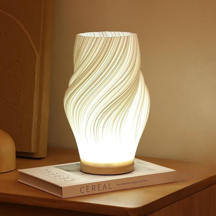 Contemporary Dimmable USB Table Lamp with Wooden Base – Stylish Bedside or Desk Lamp for Modern Living Room