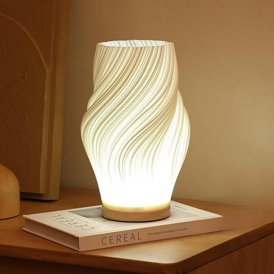 Contemporary Dimmable USB Table Lamp with Wooden Base – Stylish Bedside or Desk Lamp for Modern Living Room