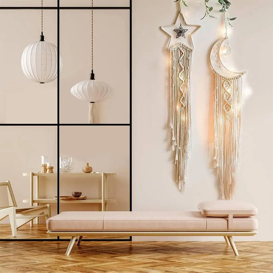 Bohemian Macrame Wall Hanging Tapestry – 96cm Cotton Wall Art Decor for Kids' Rooms and Nurseries