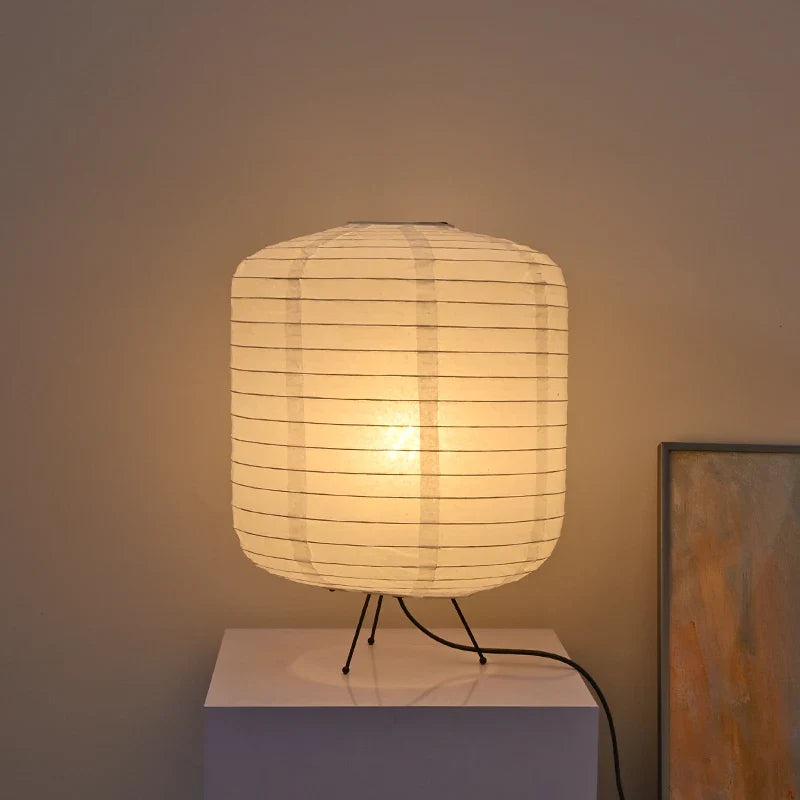 Japanese Rice Paper Table Lamp with Bamboo Frame – Elegant Minimalist Design for Bedroom or Living Room