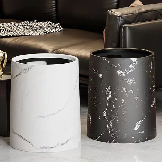 Nordic Marble Style Trash Bin | Smart and Functional | Luxurious Style
