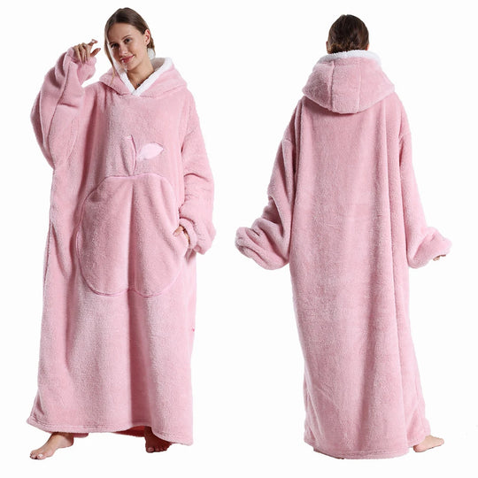 Variant image for Extra Long Hooded Wearable Blanket Hoodie for Adults – Cozy Flannel Throw with Sleeves and Pocket in Multiple Colors-5