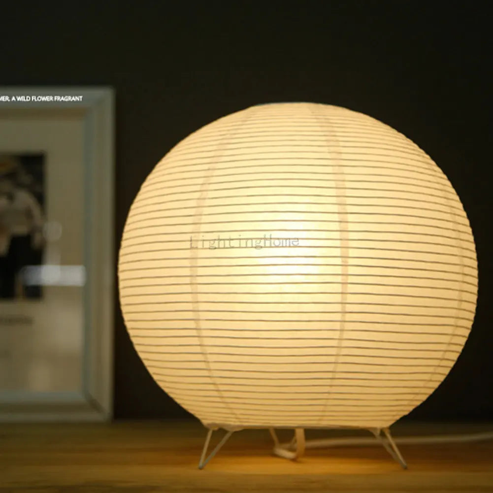 Japanese Rice Paper Table Lamp with Bamboo Frame – Handcrafted Minimalist Design for Bedroom and Living Room