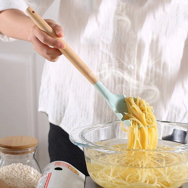 11-Piece Silicone Cooking Utensil Set with Wooden Handles – Nonstick, BPA-Free Kitchen Tools