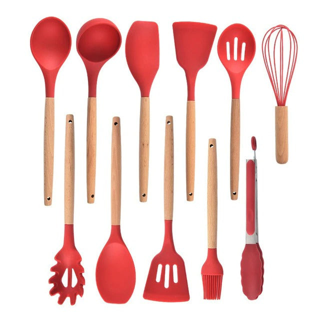 Variant image for 11-Piece Silicone Cooking Utensil Set with Wooden Handles – Nonstick, BPA-Free Kitchen Tools-5