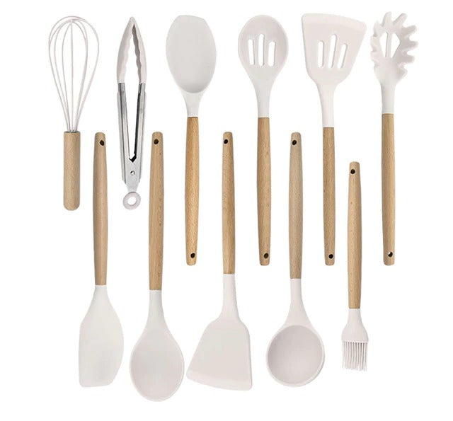 Variant image for 11-Piece Silicone Cooking Utensil Set with Wooden Handles – Nonstick, BPA-Free Kitchen Tools-2