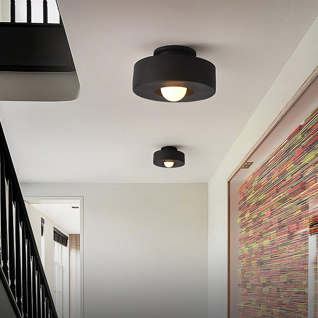 Modern Resin Flush Mount Ceiling Light – 30cm Geometric Design for Indoor Use, Compatible with LED Bulbs