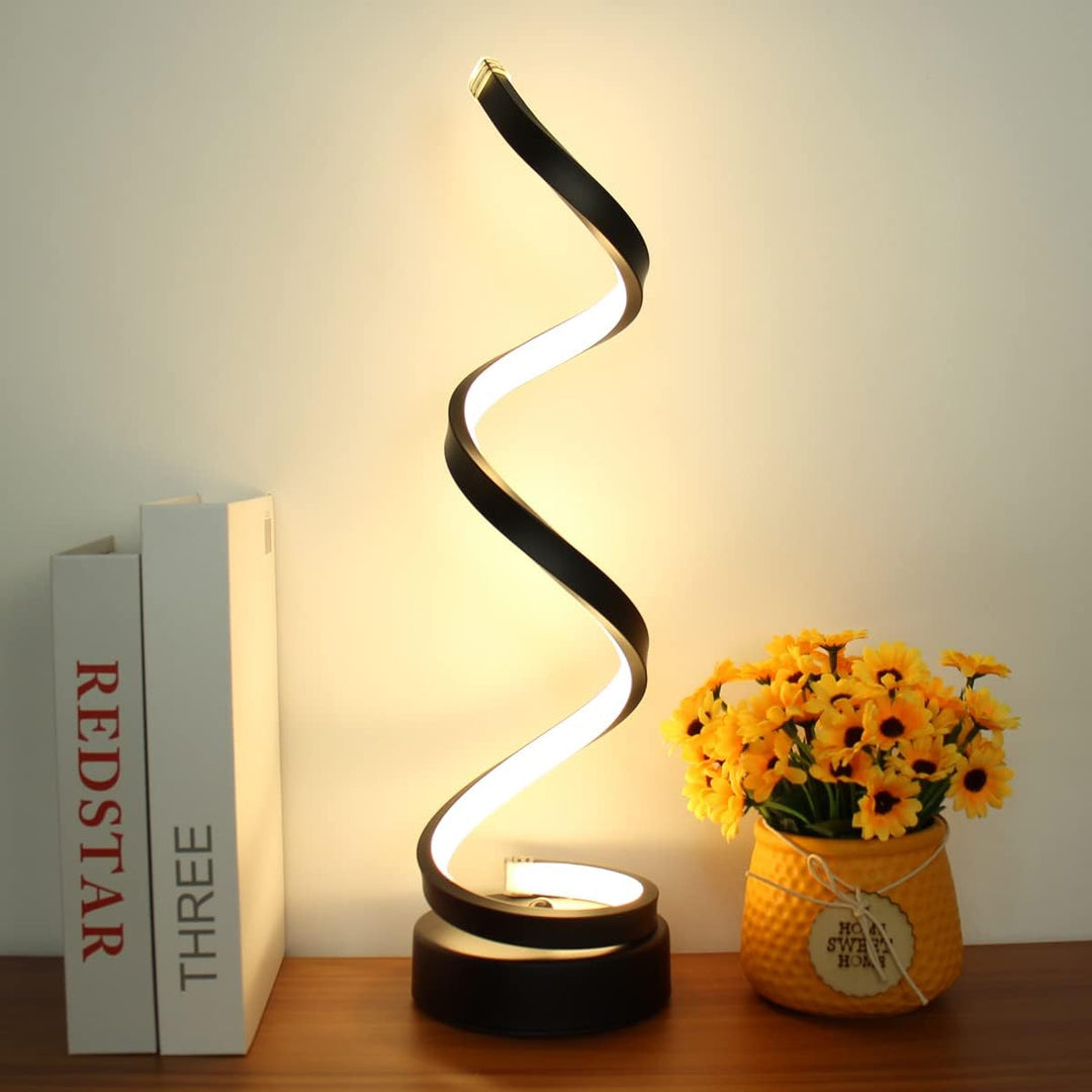 Moderne spiraal tafellamp met dimbare helderheid en USB-voeding - Stijlvolle bed- of bureaulamp voor slaapkamer